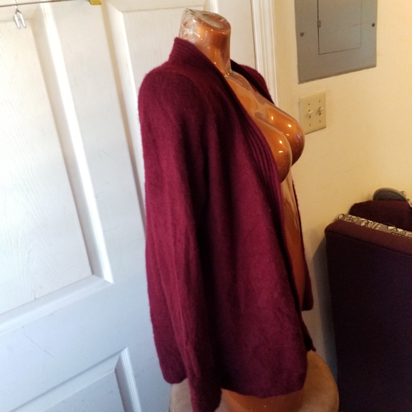 Charter Club 100% Cashmere burgundy Open front Cardigan S - Picture 7 of 11